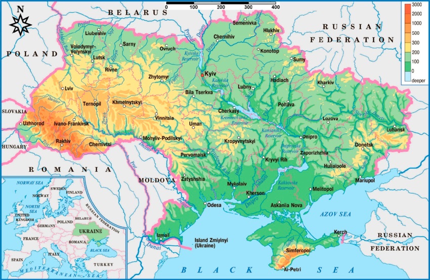 Карта розташування метеорологічних станцій по Україні